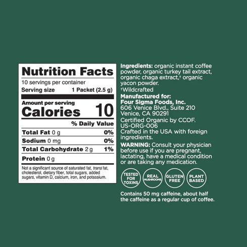 Four Sigmatic Gut-Health Organic Instant Coffee with Chaga & Cordyceps Mushrooms