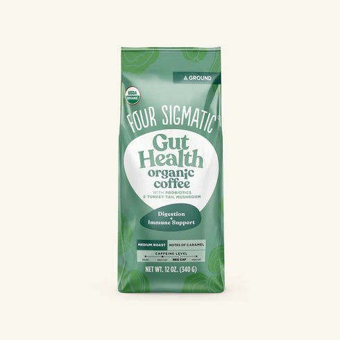 Four Sigmatic Gut-Health Organic Ground Coffee with Probiotics & Turkey Tail Mushroom, Medium Roast