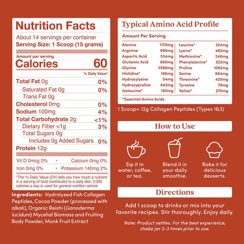 Further Food Wild-Caught Chocolate Marine Collagen with Reishi Mushroom