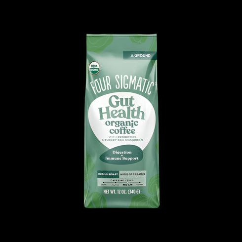 Four Sigmatic Gut-Health Organic Ground Coffee with Probiotics & Turkey Tail Mushroom, Medium Roast