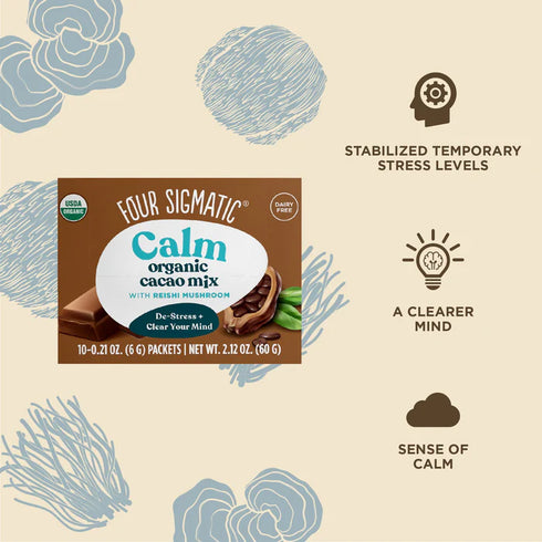 Four Sigmatic Calm Organic Cacao Mix with Reishi Mushroom, 10 Packets