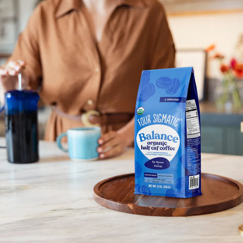 Four Sigmatic Balance Half-Caf Organic Ground Coffee with Chaga Mushroom & Ashwagandha, Medium Roast