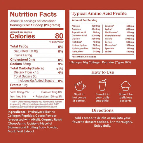 Further Food Chocolate Bovine Collagen Peptides with Reishi Mushroom