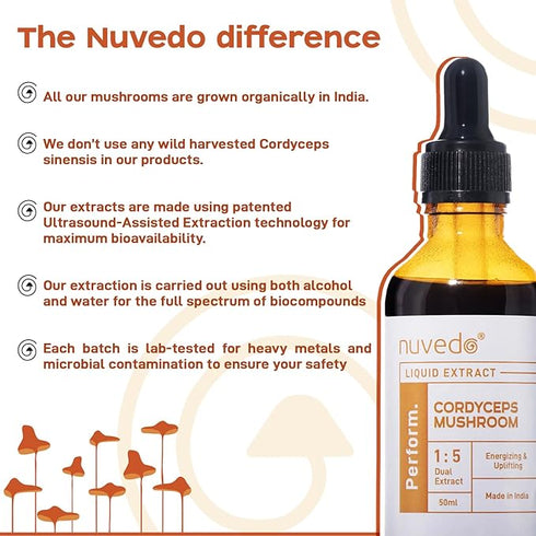 Nuvedo Cordyceps Mushroom Liquid Extract | Boost Energy & Performance (50ml)