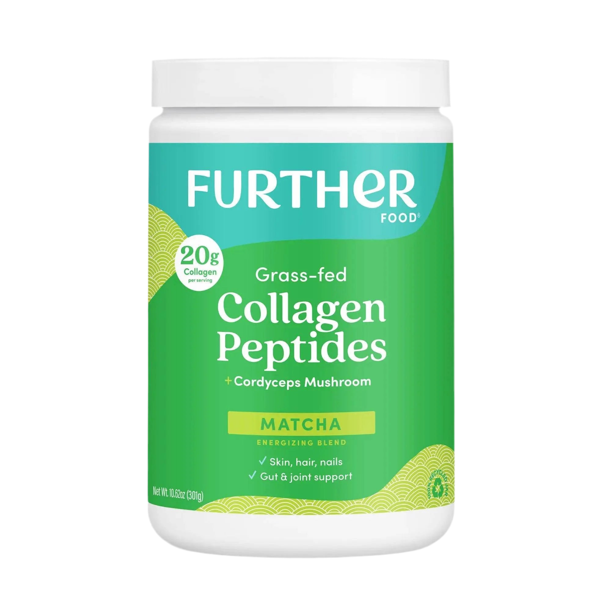 Further Food Matcha Bovine Collagen Peptides Powder with Cordyceps Mushroom
