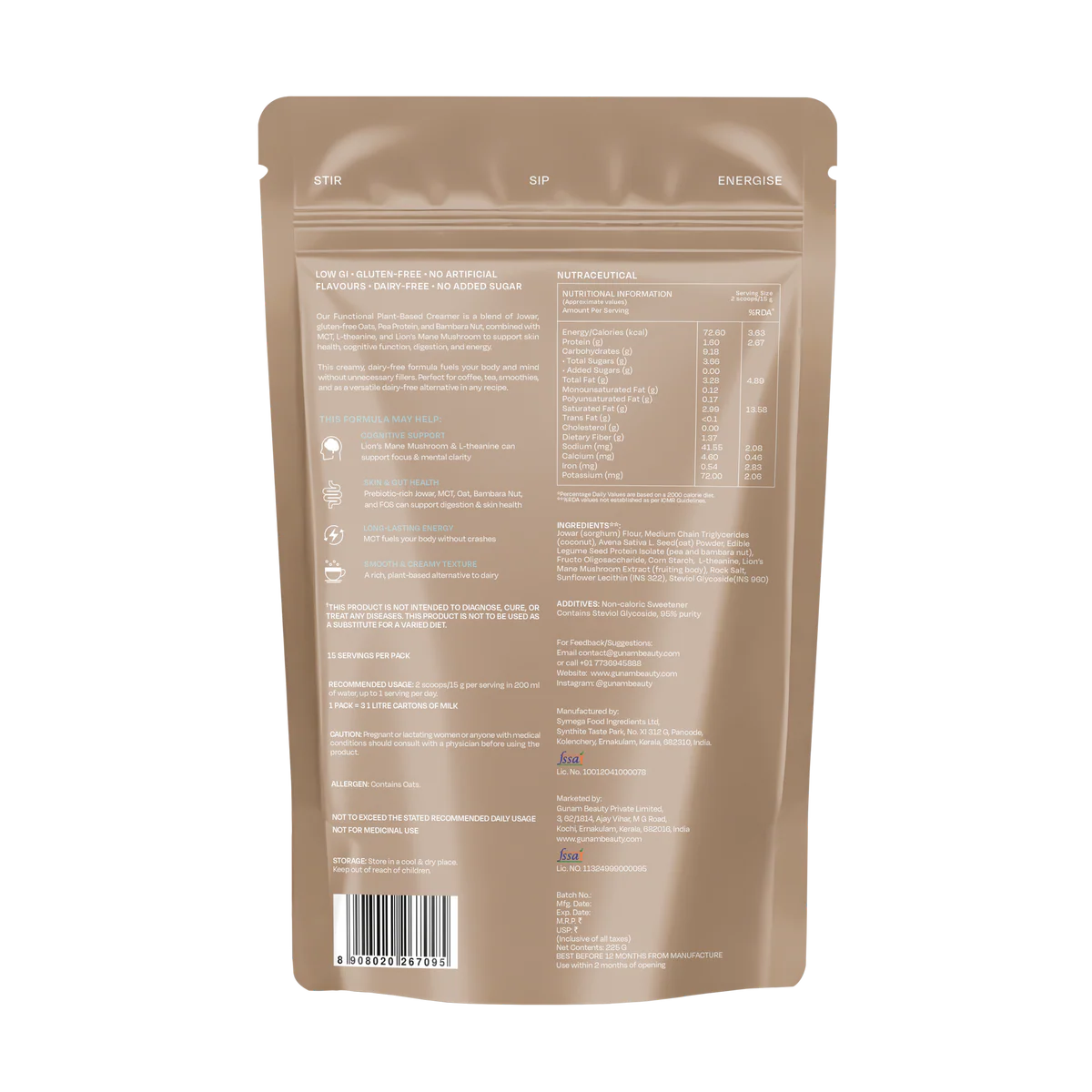 Gunam Beauty Functional Plant-Based Creamer + MCT