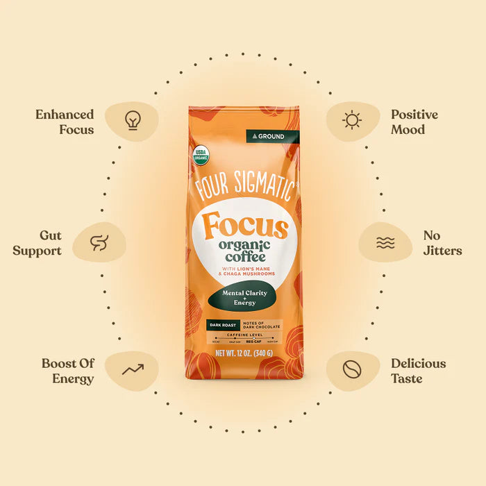 Four Sigmatic Focus Ground Coffee Organic Dark Roast with Lion's Mane & Chaga Mushrooms