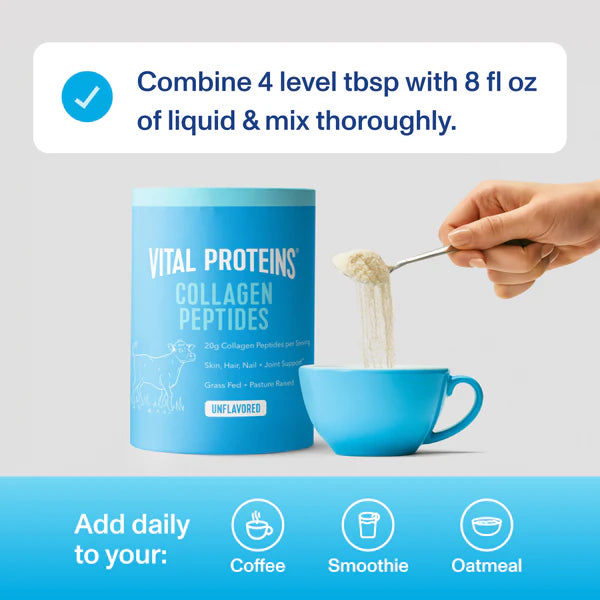 Vital Proteins Bovine Collagen Peptides Unflavoured Powder (567g) - Skin, Hair, & Joint Support