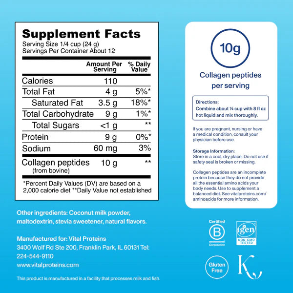 Vital Proteins Collagen Coffee Creamer, Dairy Free (300g)