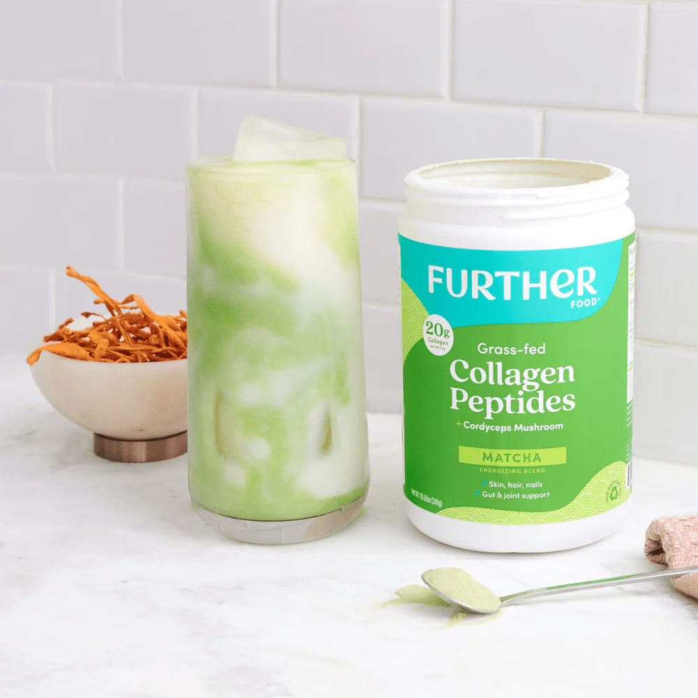 Further Food Matcha Bovine Collagen Peptides Powder with Cordyceps Mushroom