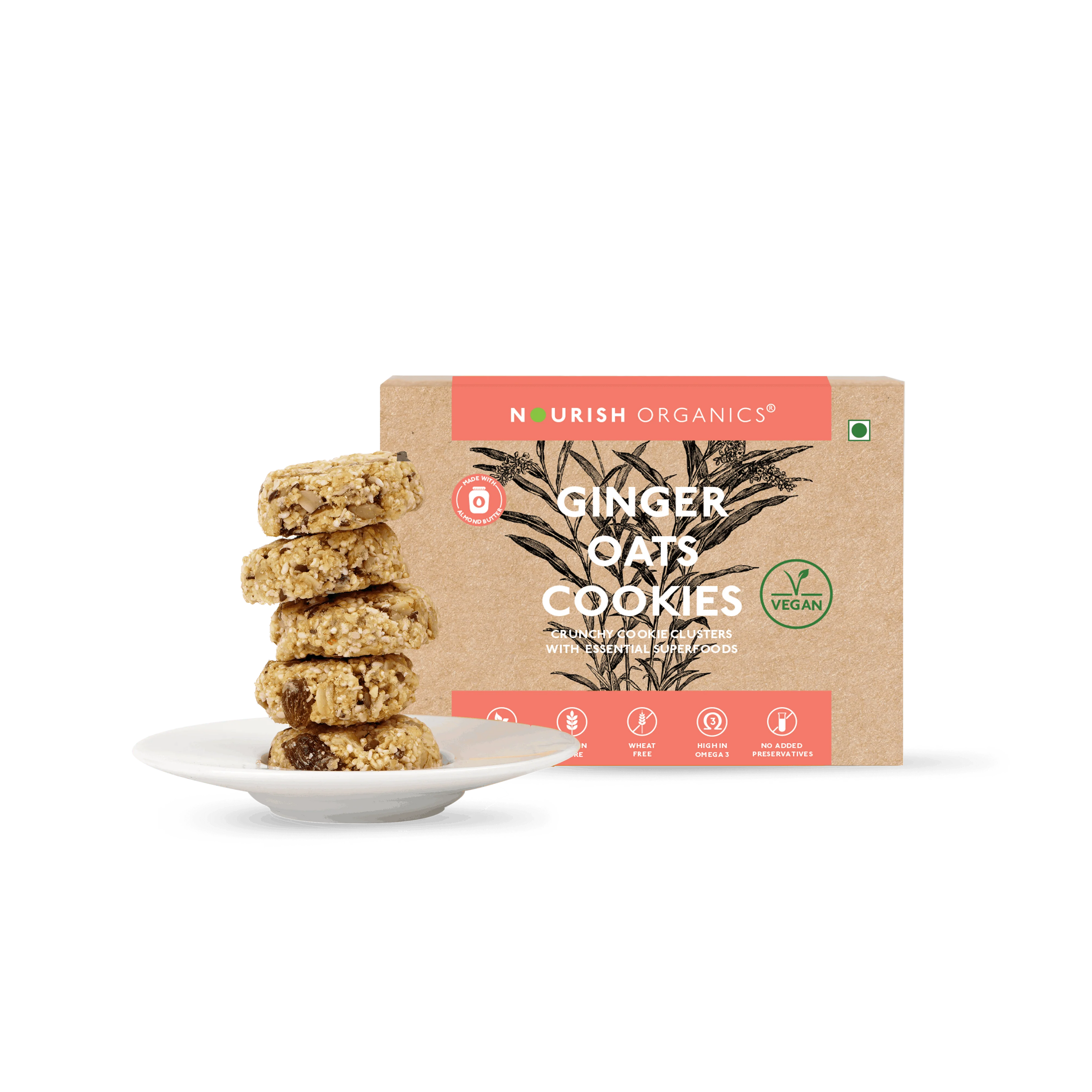 Nourish Organics Ginger Oats Cookies | Wheat-Free