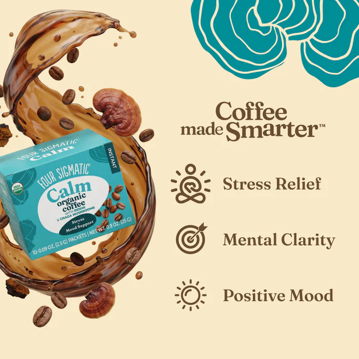 Four Sigmatic Calm Organic Instant Coffee with Ashwagandha, Tulsi, Eleuthero Adaptogens & Chaga Mushroom