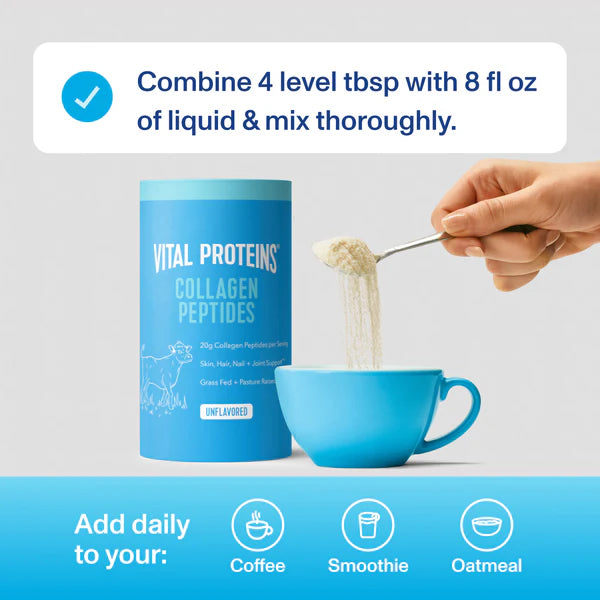 Vital Proteins Bovine Collagen Peptides Unflavoured Powder (284g) - Skin, Hair, & Joint Support