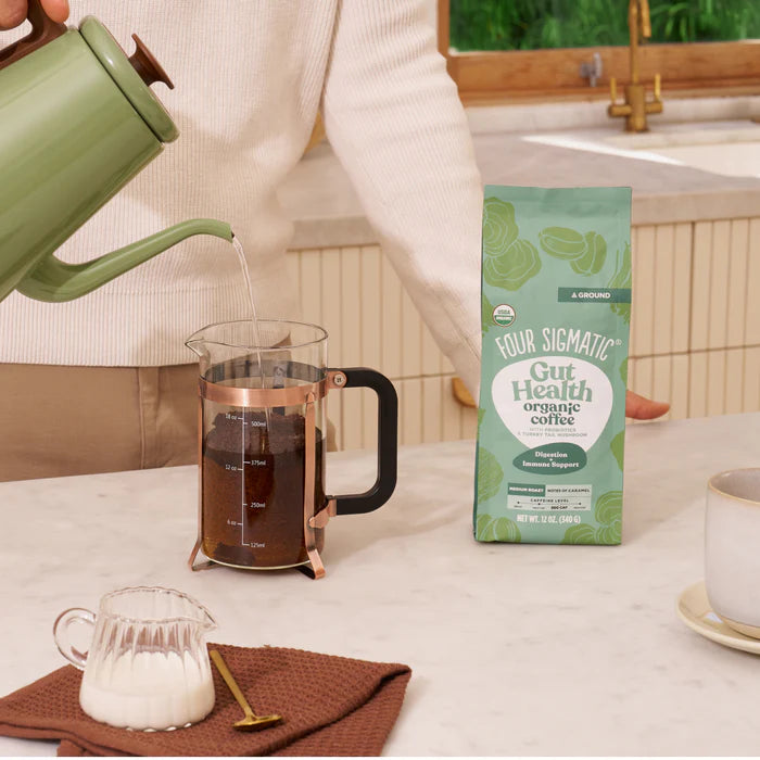 Four Sigmatic Gut-Health Organic Ground Coffee with Probiotics & Turkey Tail Mushroom, Medium Roast