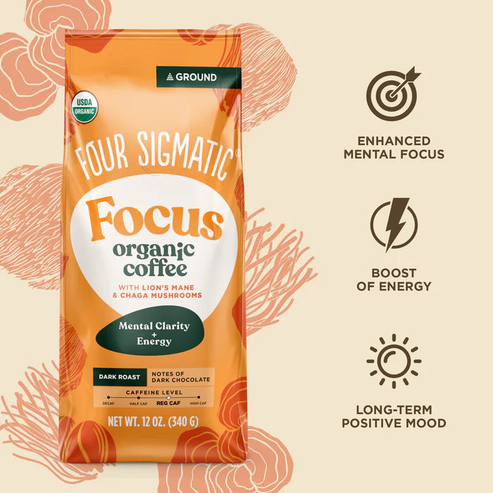Four Sigmatic Focus Ground Coffee Organic Dark Roast with Lion's Mane & Chaga Mushrooms