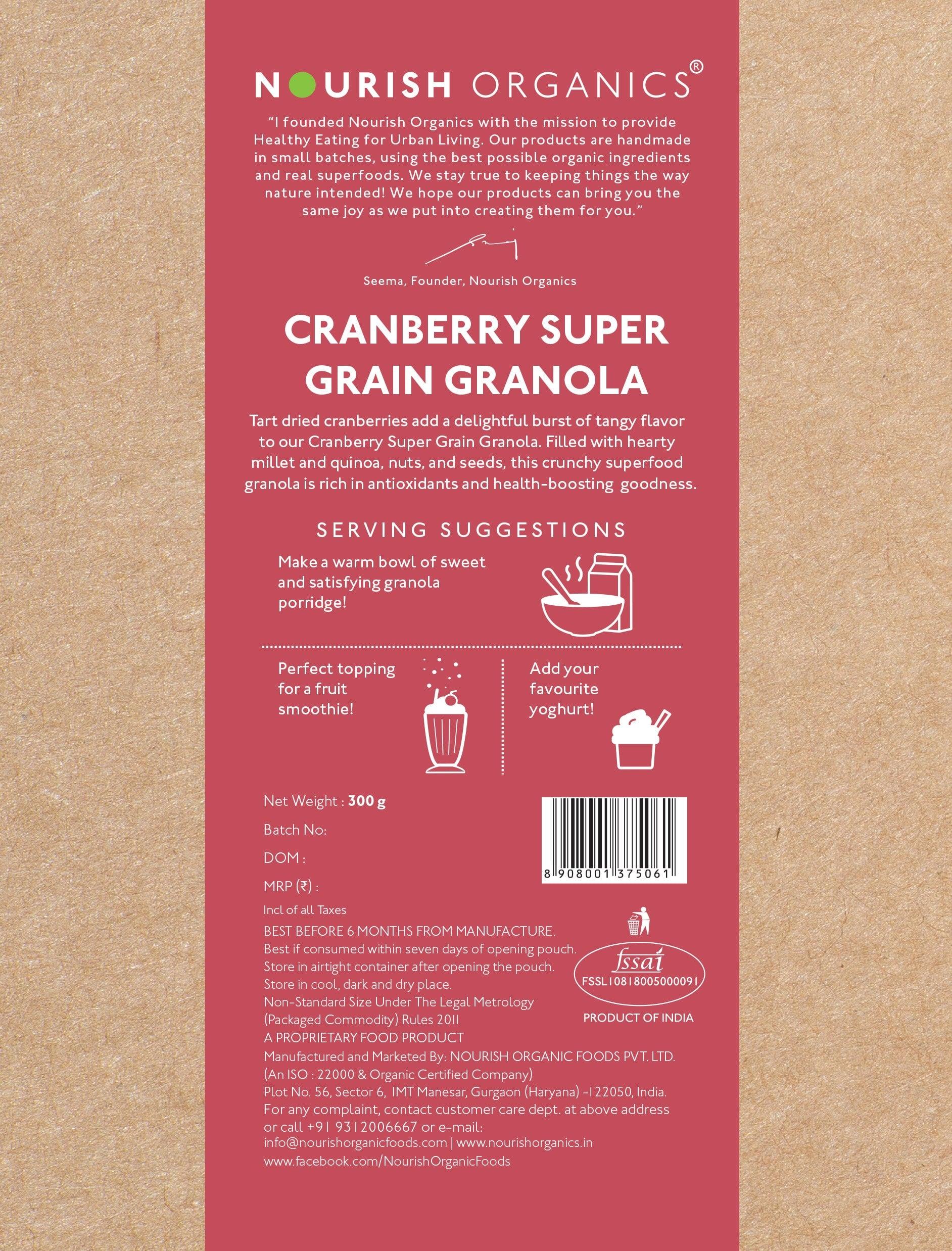 Cranberry Super Grain Granola - nourishorganics.in
