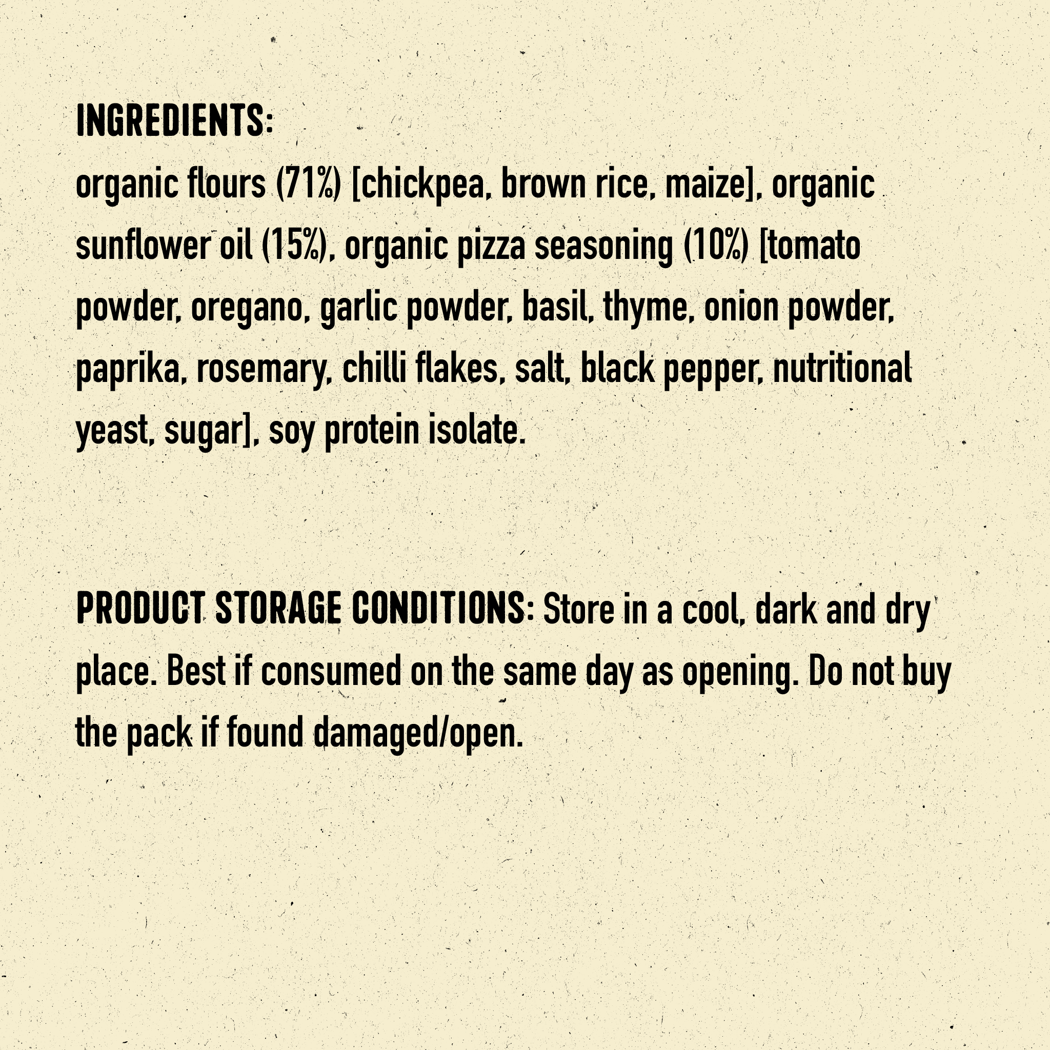 Popeas Organic Chickpea Puffs Ingredients