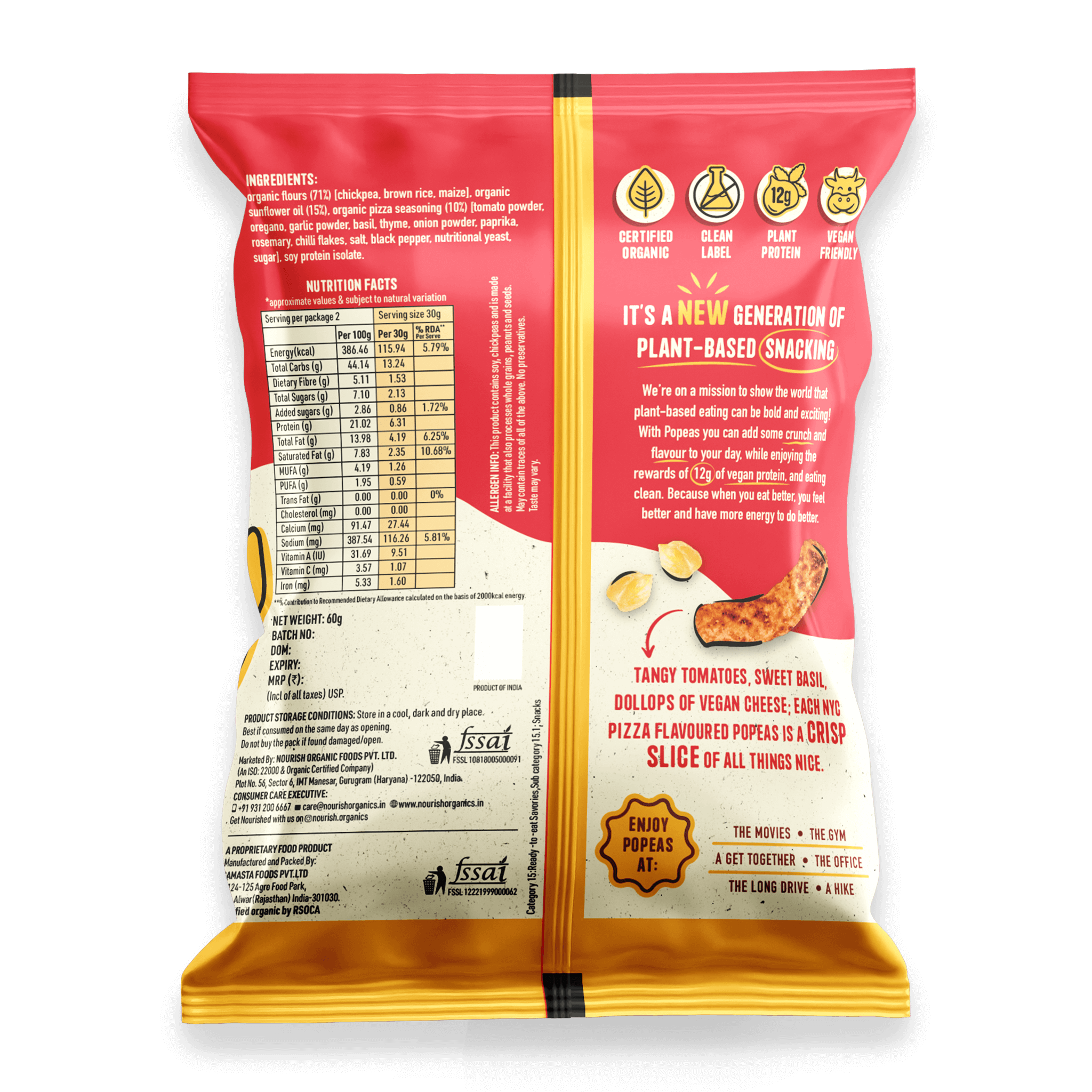Popeas Organic Chickpea Puffs Nutrition Fact