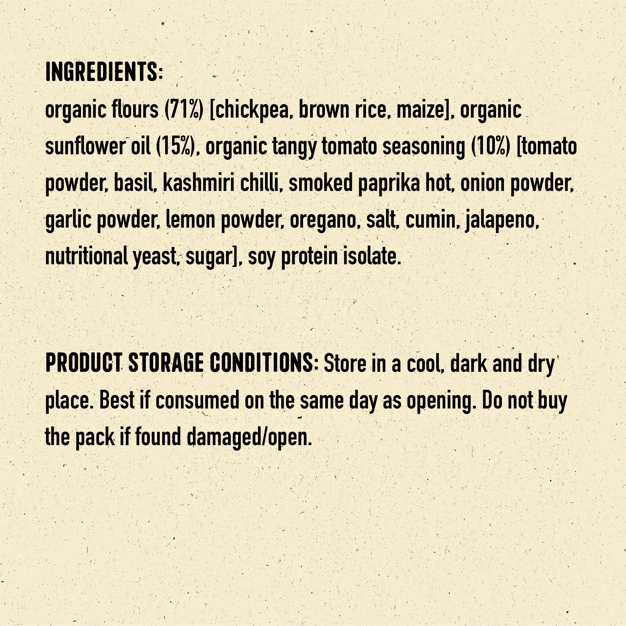 Popeas Organic Chickpea Puffs Ingredients