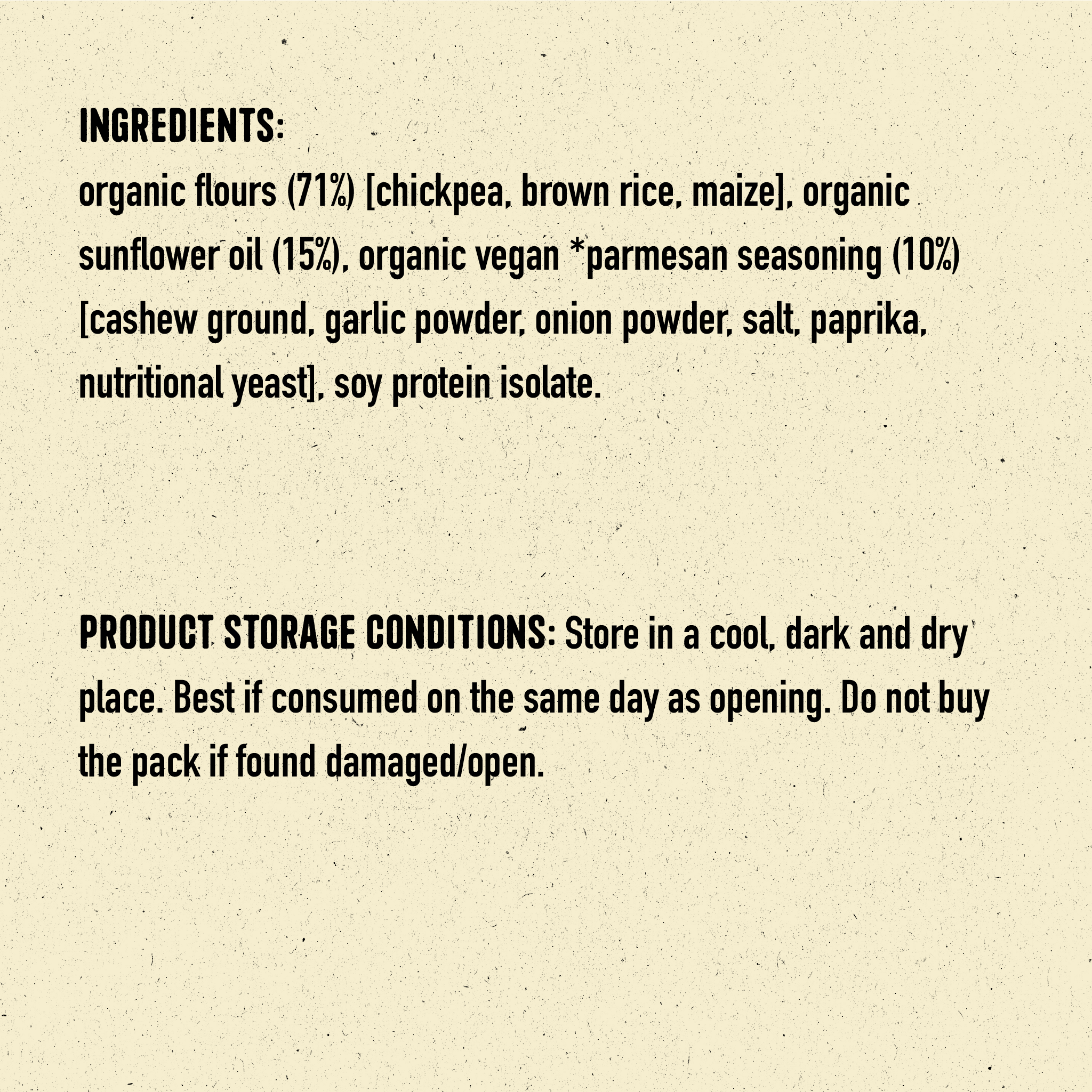 Popeas Vegan Parmesan Ingredients